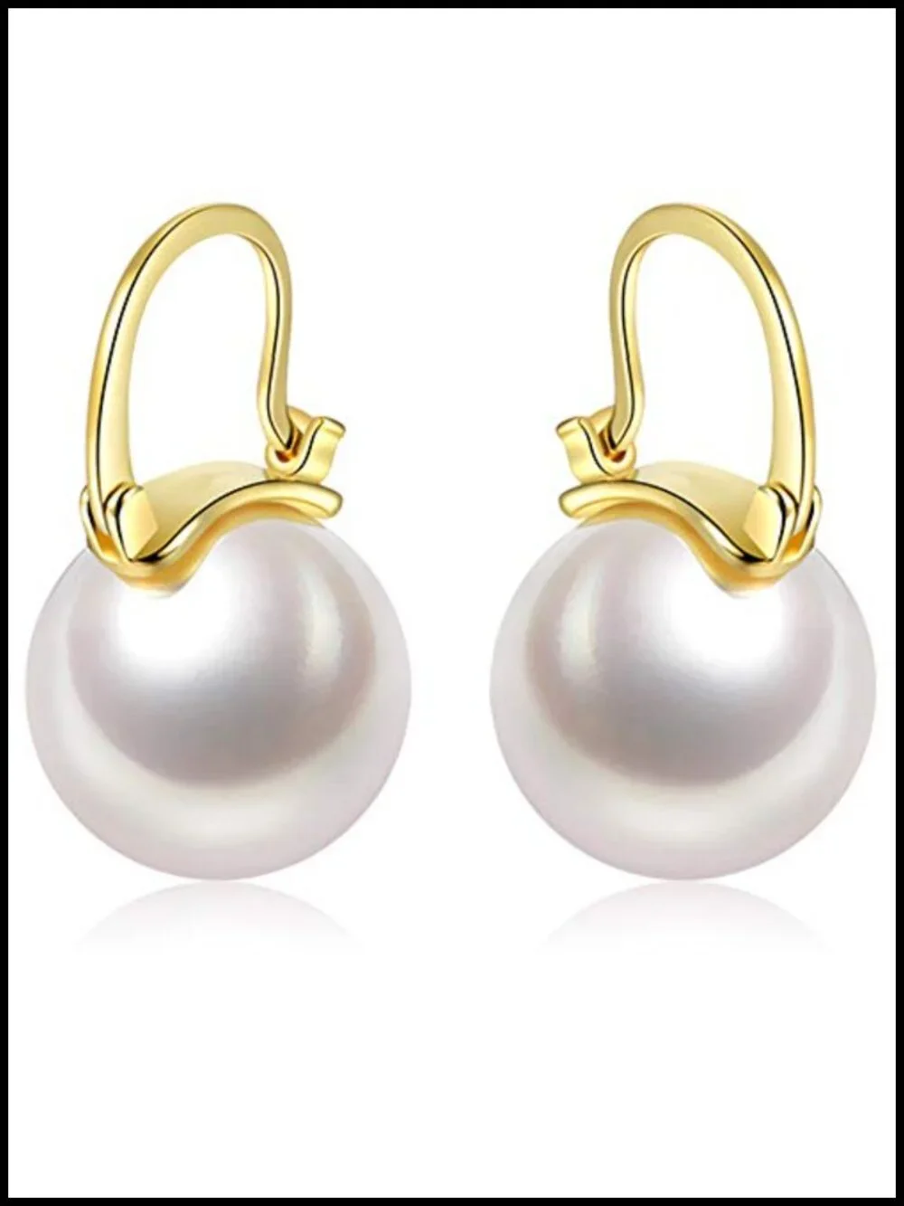 14K Gold Plated 925 Sterling Silver Pearl Drop Earrings